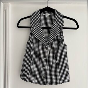 RIHOAS Black and White Checkered Sleeveless Top